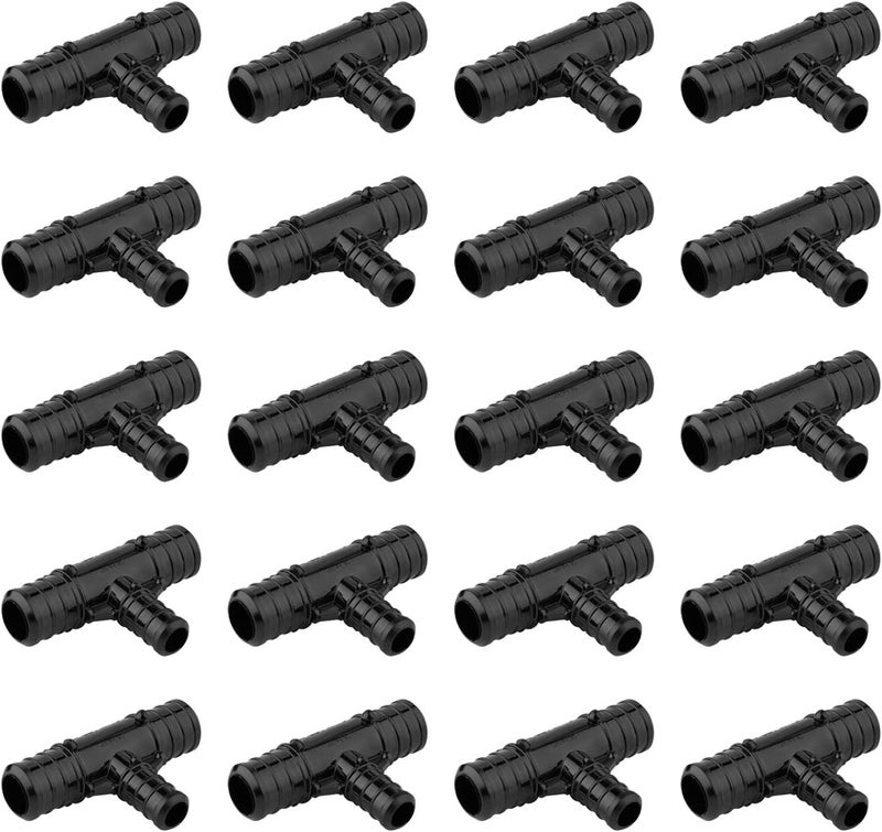 EFIELD (Pack of 20) Poly PPSU Barb Crimp Pex Fitting 3/4" X 3/4" X 1/2" Reducing Tee For Pex Tubing Connection, ASTM F2159,(PPSU1807010-20PCS) - Image 1